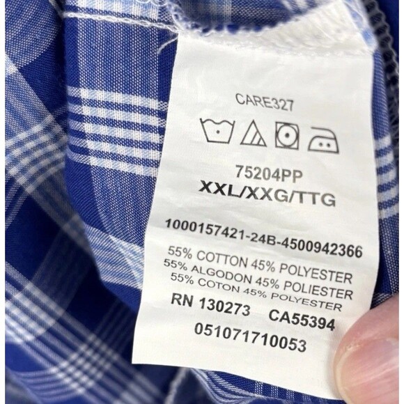 Wrangler western button Long sleeve men’s shirt XXL Blue pearl snap pocket Cuff - Picture 6 of 11